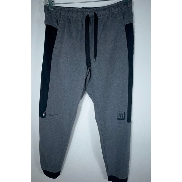 Nike MLB Sweatpants Yankees Mens L Large Gray Black Activewear Official New York - Picture 1 of 9